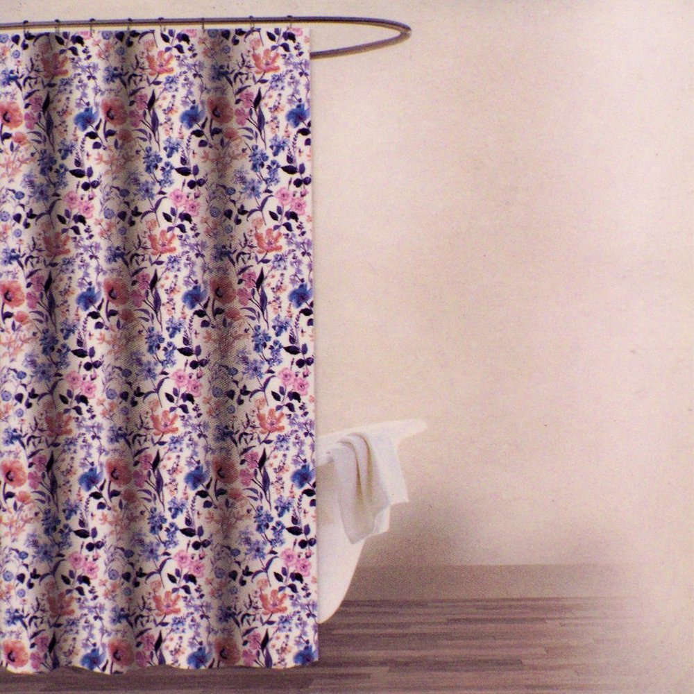 Envogue Cloth Shower Curtain White Pink Blue